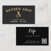 Eenvoudig professioneel Barber Gold-effect Visitekaartje (Voorkant / Achterkant)