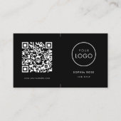 Eenvoudig Professioneel Bedrijf Logo QR Code Zwart Visitekaartje (Voorkant)