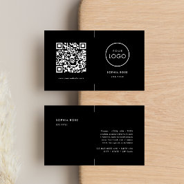 Eenvoudig Professioneel Bedrijf Logo QR Code Zwart Visitekaartje