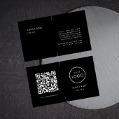 Eenvoudig Professioneel Bedrijf Logo QR Code Zwart Visitekaartje