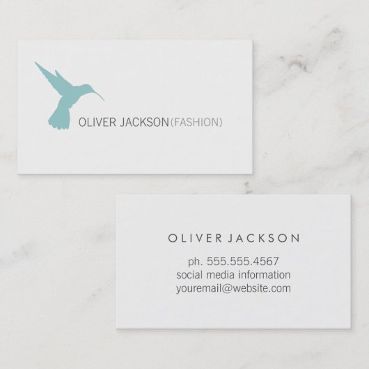 Eenvoudig professioneel/blauw vogelpictogram visitekaartje (Voorkant / Achterkant)