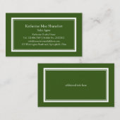 Eenvoudig Professioneel Donkergroen met witte rand Visitekaartje (Voorkant / Achterkant)
