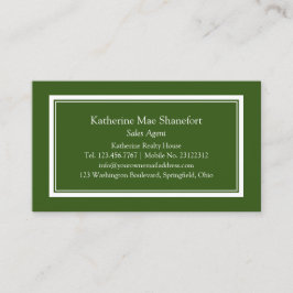 Eenvoudig Professioneel Donkergroen met witte rand Visitekaartje