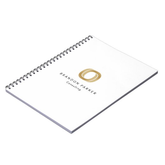 Eenvoudig Professioneel Goud Logo Ondernemer Notitieboek (Linkerzijde)