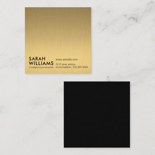 Eenvoudig professioneel goud Metallic Vierkante Visitekaartje (Voorkant / Achterkant)