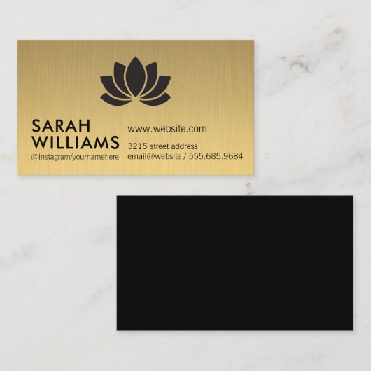 Eenvoudig professioneel gouden metaal met bloemico visitekaartje (Voorkant / Achterkant)