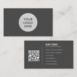 Eenvoudig Professioneel Grijs Logo QR Code Bedrijf Visitekaartje