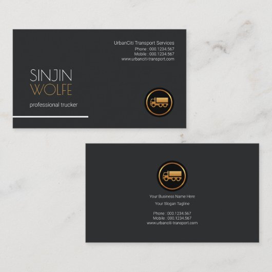 Eenvoudig professioneel, grijs transport visitekaartje (Voorkant / Achterkant)
