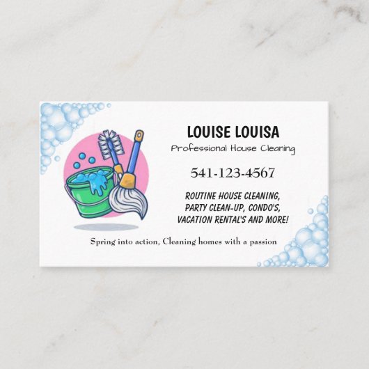 Eenvoudig professioneel huis schoonmaken Visitekaa Visitekaartje (Voorkant)