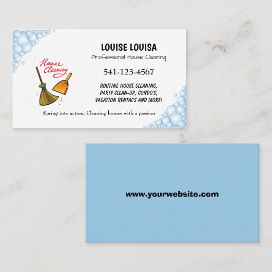Eenvoudig professioneel huis schoonmaken Visitekaa Visitekaartje (Voorkant / Achterkant)