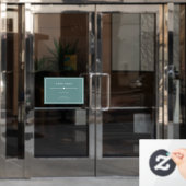 Eenvoudig professioneel kantoor witte frame teal g raamsticker (Kantoordeur)