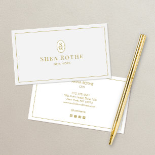 Eenvoudig professioneel lichtgrijs  monogram visitekaartje