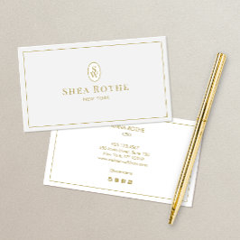 Eenvoudig professioneel lichtgrijs  monogram visitekaartje