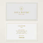 Eenvoudig professioneel lichtgrijs monogram visitekaartje (Voorkant /achterkant)