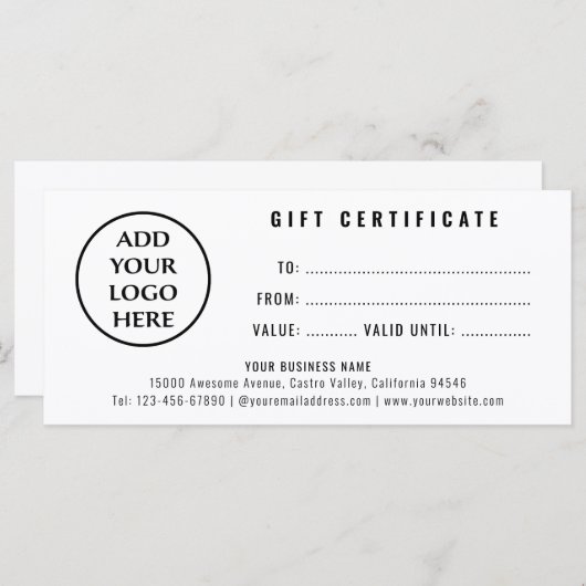 Eenvoudig professioneel Logo Boutique-cadeaubon (Voorkant / Achterkant)