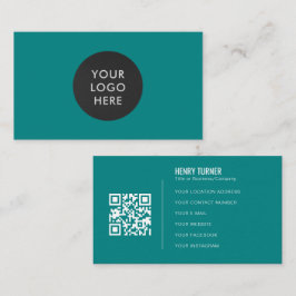 Eenvoudig Professioneel Logo QR Code Blauwgroen Be Visitekaartje