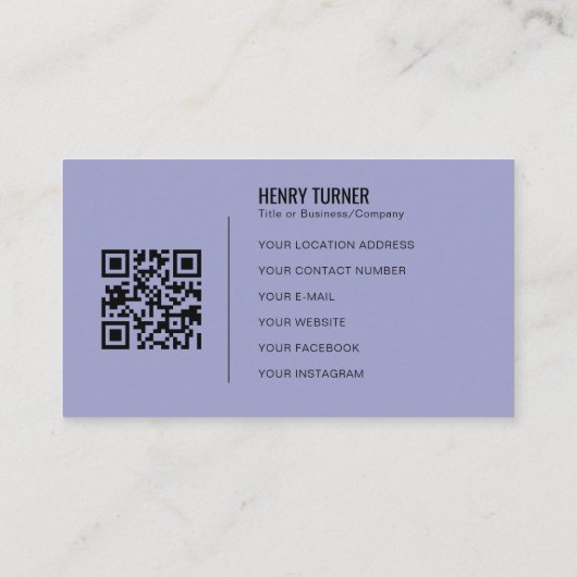 Eenvoudig Professioneel Logo QR Code Lavendel Bedr Visitekaartje (Achterkant)
