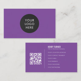 Eenvoudig Professioneel Logo QR Code Paarse Bedrij Visitekaartje
