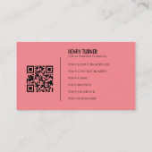 Eenvoudig Professioneel Logo QR Code Roze Bedrijf Visitekaartje (Achterkant)