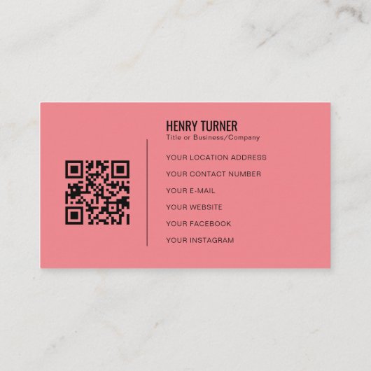 Eenvoudig Professioneel Logo QR Code Roze Bedrijf Visitekaartje (Achterkant)