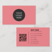 Eenvoudig Professioneel Logo QR Code Roze Bedrijf Visitekaartje (Voorkant / Achterkant)