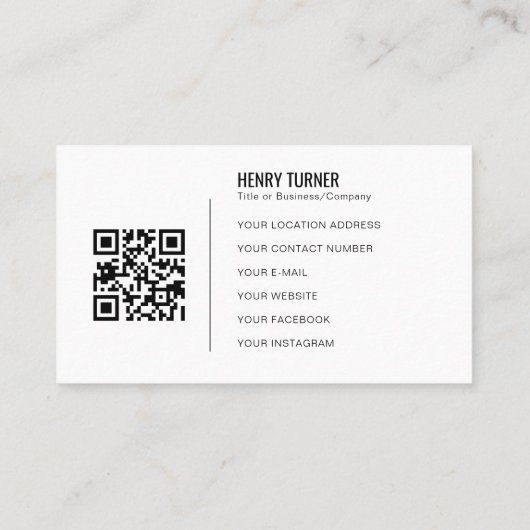 Eenvoudig Professioneel Logo QR Code Wit Bedrijf Visitekaartje (Achterkant)