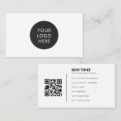 Eenvoudig Professioneel Logo QR Code Wit Bedrijf Visitekaartje (Voorkant / Achterkant)