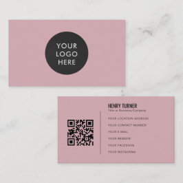 Eenvoudig professioneel Logo QR Dusty Pink Company Visitekaartje