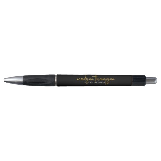 Eenvoudig Professioneel Luxe Zwart Goud Script Pen (Voorkant)