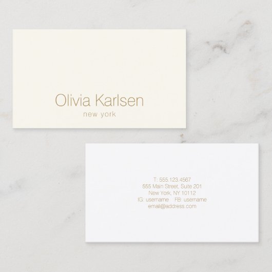 Eenvoudig professioneel modern ivory visitekaartje (Voorkant / Achterkant)
