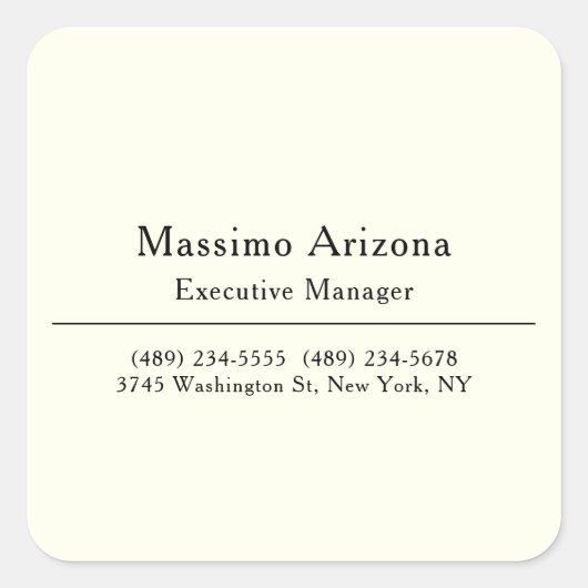Eenvoudig Professioneel Modern Minimalistisch Vierkante Sticker (Voorkant)