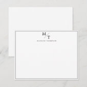Eenvoudig professioneel monogram met grijze rand notitiekaartje (Voorkant / Achterkant)