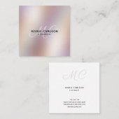 Eenvoudig professioneel monogram metallisch hologr vierkante visitekaartje (Voorkant / Achterkant)