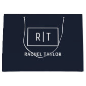 Eenvoudig professioneel monogram Navy blauw Wit Groot Cadeauzakje (Voorkant)