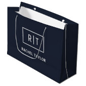 Eenvoudig professioneel monogram Navy blauw Wit Groot Cadeauzakje (Voorkant Gekanteld)