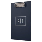Eenvoudig professioneel monogram navy wit rand klembord (Links)