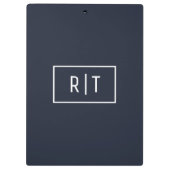 Eenvoudig professioneel monogram navy wit rand klembord (Achterkant)