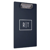 Eenvoudig professioneel monogram navy wit rand klembord (Rechts)