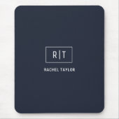 Eenvoudig professioneel monogram navy wit rand muismat (Voorkant)