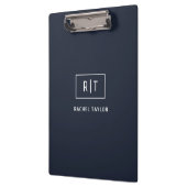 Eenvoudig professioneel monogram Navy witte rand Klembord (Links)
