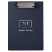 Eenvoudig professioneel monogram Navy witte rand Klembord (Voorkant)