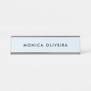 Eenvoudig, professioneel paasblauw bureau naambordje