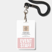 Eenvoudig professioneel personeel voor evenementen badge (Voorzijde met lanyard)