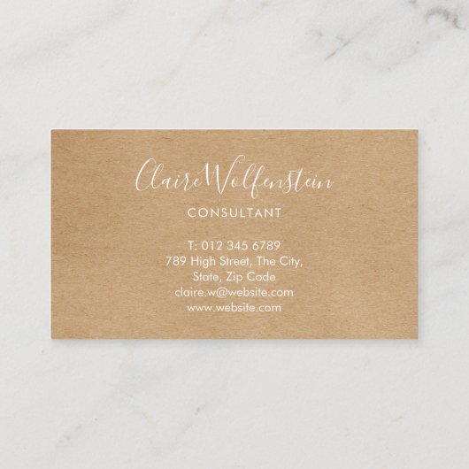 Eenvoudig Professioneel Rustiek Kraft Elegant Schr Klantenkaartje (Achterkant)