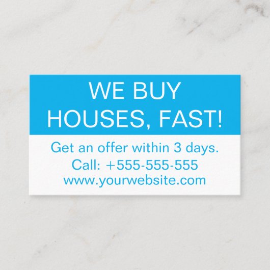 Eenvoudig professioneel vastgoed kopen wij huizen visitekaartje (Voorkant)