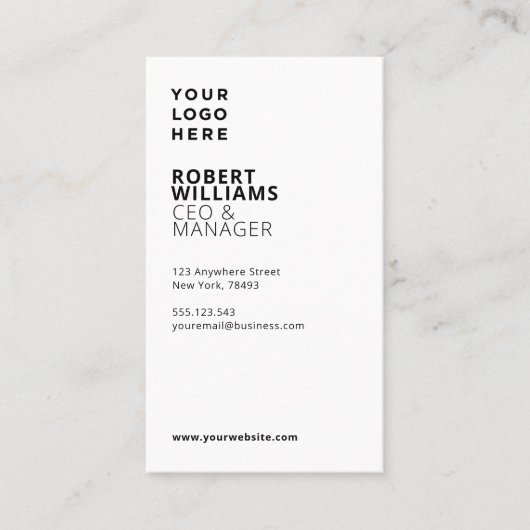 Eenvoudig professioneel verticaal visitekaartje (Voorkant)