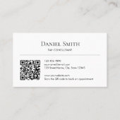 Eenvoudig Professioneel Wit met Initialen QR Code Visitekaartje (Achterkant)