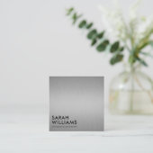 Eenvoudig Professioneel Zilver Metaal Vierkante Visitekaartje (Staand voorkant)