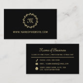 Eenvoudig Professioneel Zwart Elegant Goud Monogra Visitekaartje (Voorkant / Achterkant)