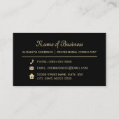 Eenvoudig Professioneel Zwart Elegant Goud Monogra Visitekaartje (Achterkant)